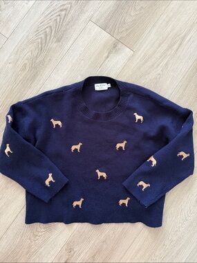 Shop the Mint Girls Golden Retriever Dog Sweater Navy 10/12